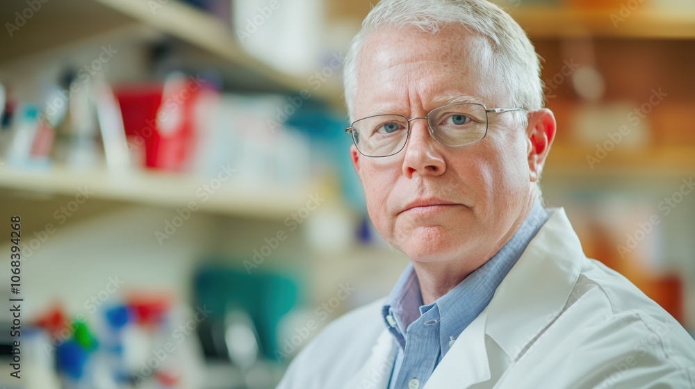 Focused Medical Researcher with Lab Equipment Focused Medical Researcher with Lab Equipment