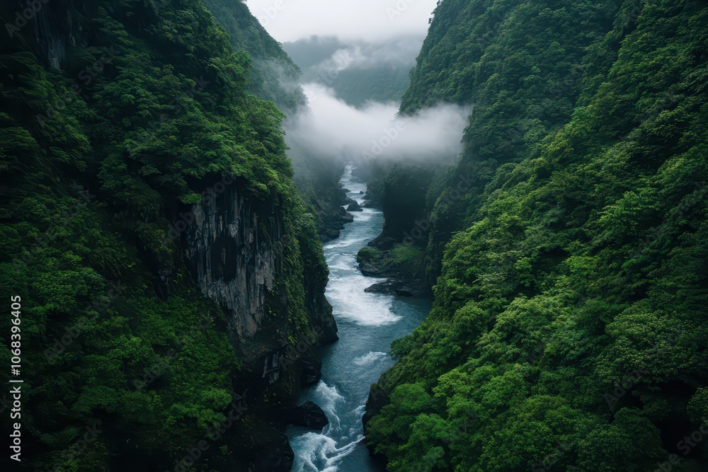Majestic rocky cliffside adorned with lush greenery overlooking a serene river below. Majestic rocky cliffside adorned with lush greenery overlooking a serene river below.