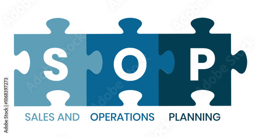 SOP - Sales and Operations Planning acronym. business concept background. vector illustration concept with keywords and icons. lettering illustration with icons for web banner, flyer, landing page
