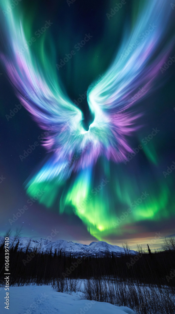 Aurora borealis. Northern lights in winter forest. Sky with polar lights and stars. Night winter landscape with aurora and pine tree forest. Travel concept
Aurora borealis. Northern lights in winter forest. Sky with polar lights and stars. Night winter landscape with aurora and pine tree forest. Travel concept