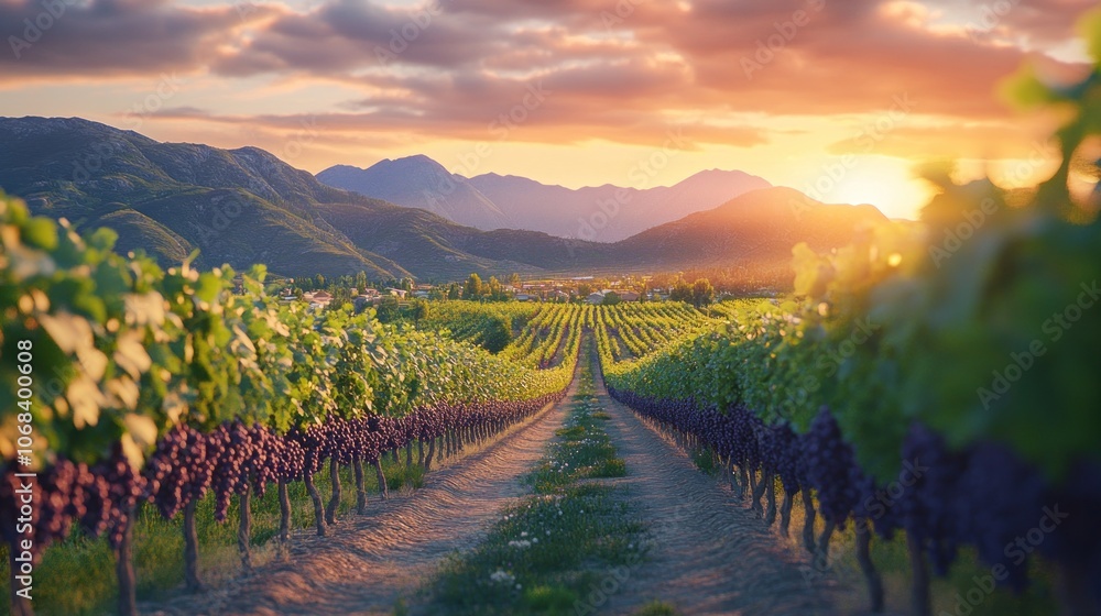 Fototapeta premium Vineyard Sunset