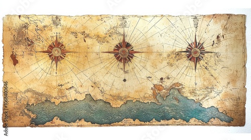 Discover the joyful charm of a vintage nautical map featuring compass roses and a playful monkey adventure