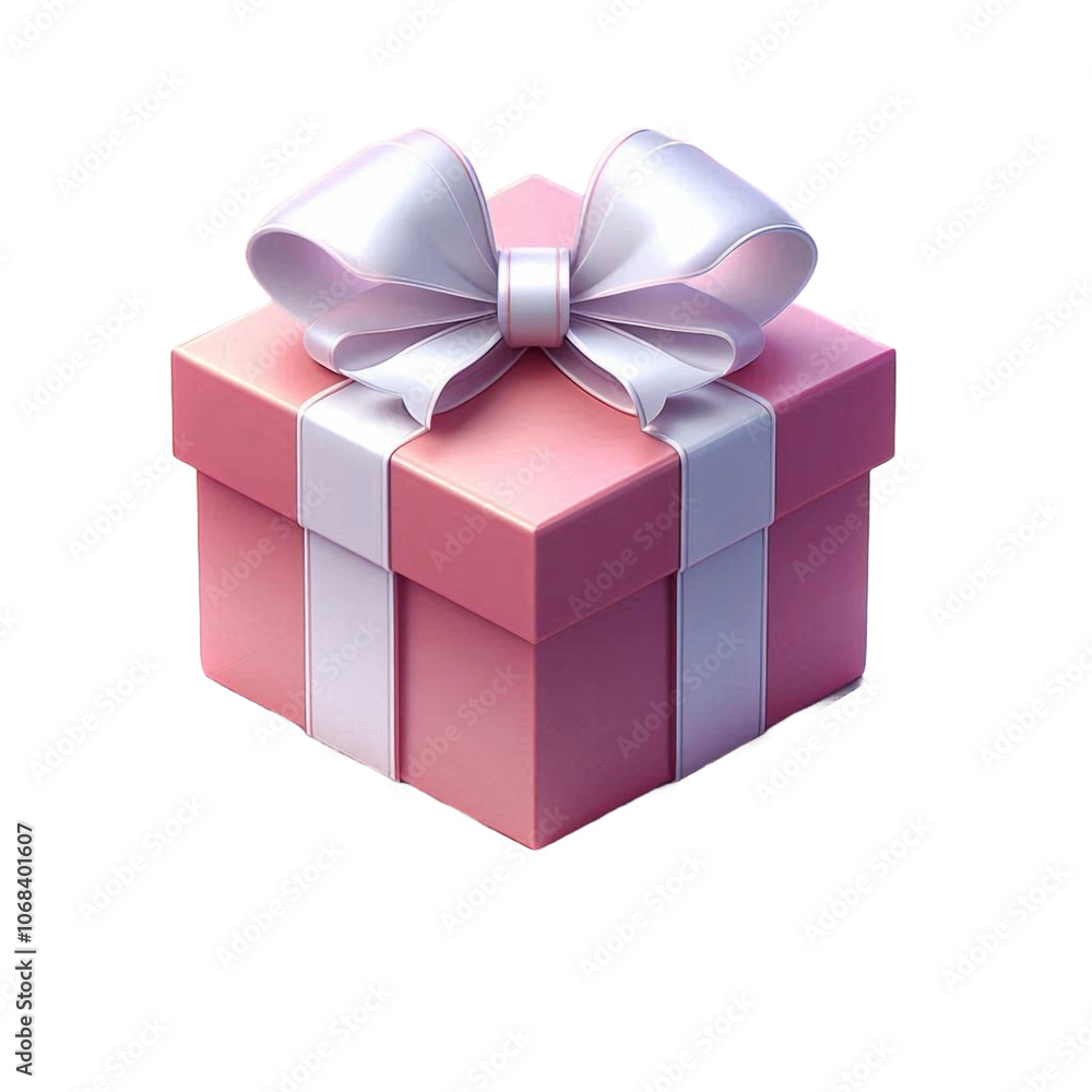 Elegant 3D Wrapped Gift Box with Ribbon Bow Elegant 3D Wrapped Gift Box with Ribbon Bow