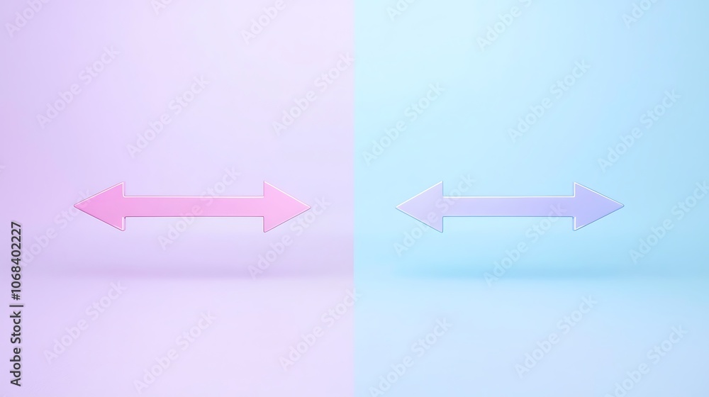 Two arrows pointing in opposite directions on a blue background Two arrows pointing in opposite directions on a blue background