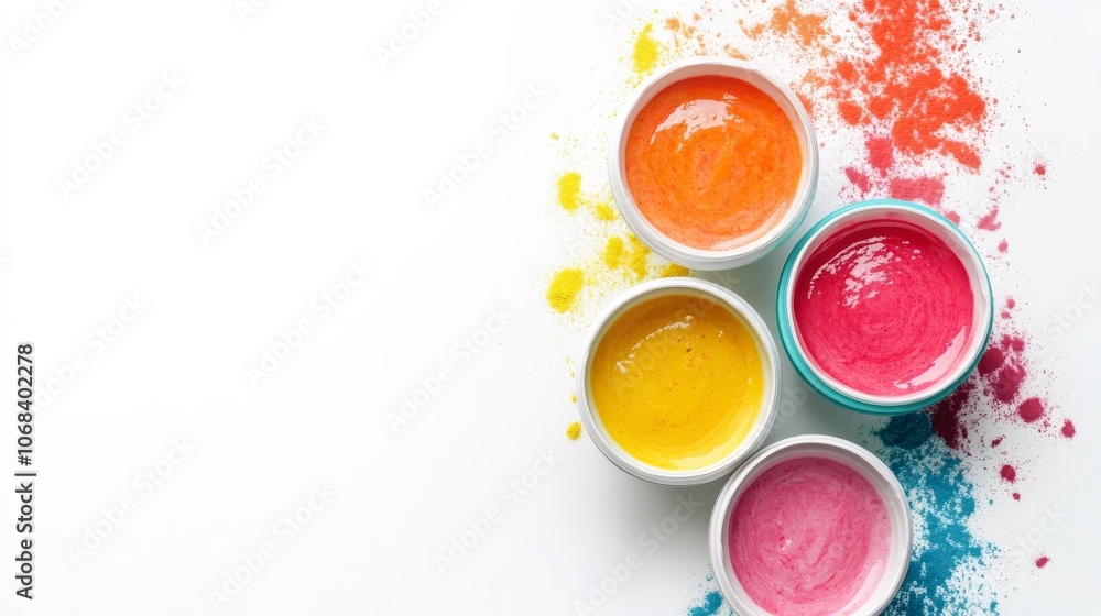 Colorful Cosmetic Creams with Powder Splashes. Colorful Cosmetic Creams with Powder Splashes.