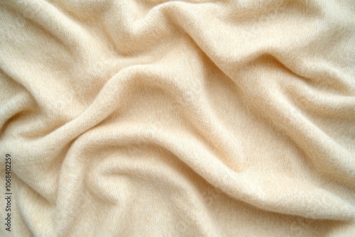 Surface of the fabric beige color for soft background. Top angle. close up. cozy background