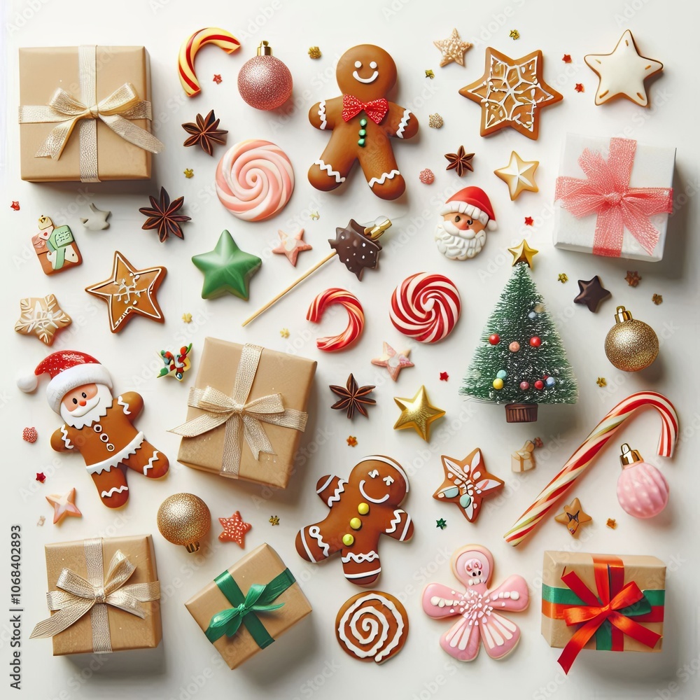 Festive Background with Bright Christmas Elements Festive Background with Bright Christmas Elements