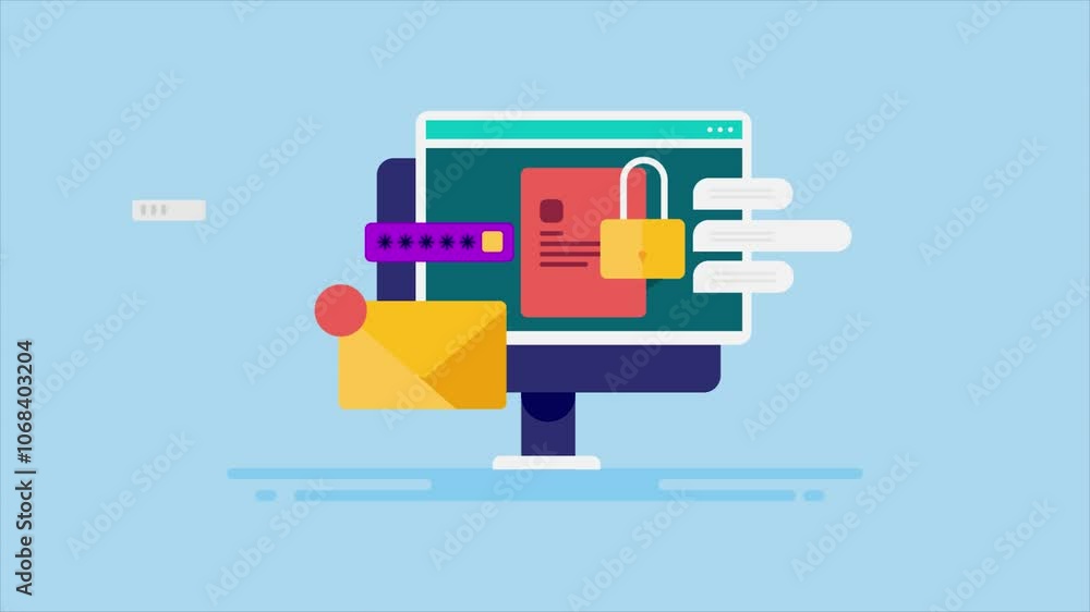Online document storage, server security access control with email password verification process, data protection from digital threats, conceptual cyberspace technology video animation. Online document storage, server security access control with email password verification process, data protection from digital threats, conceptual cyberspace technology video animation.