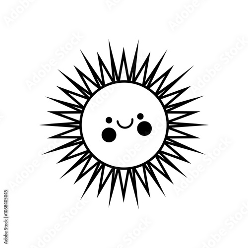 Funny sun icon vector. Smiling sun illustration sign. Sun symbol or logo.