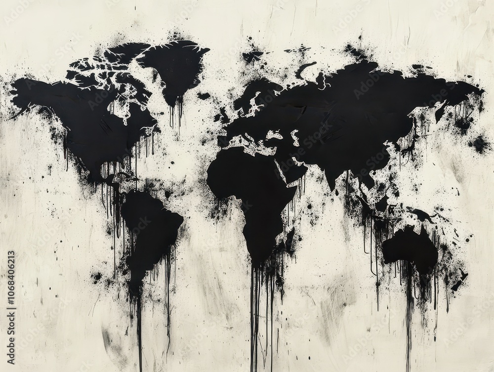 World Map Abstract Painting. World Map Abstract Painting.