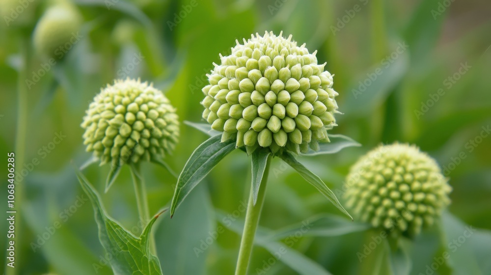 Common weed with a spherical cluster of seeds. Common weed with a spherical cluster of seeds.