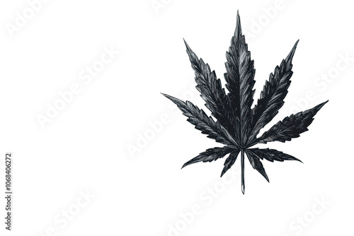 Freehand drawing of a cannabis leaf isolated  photo