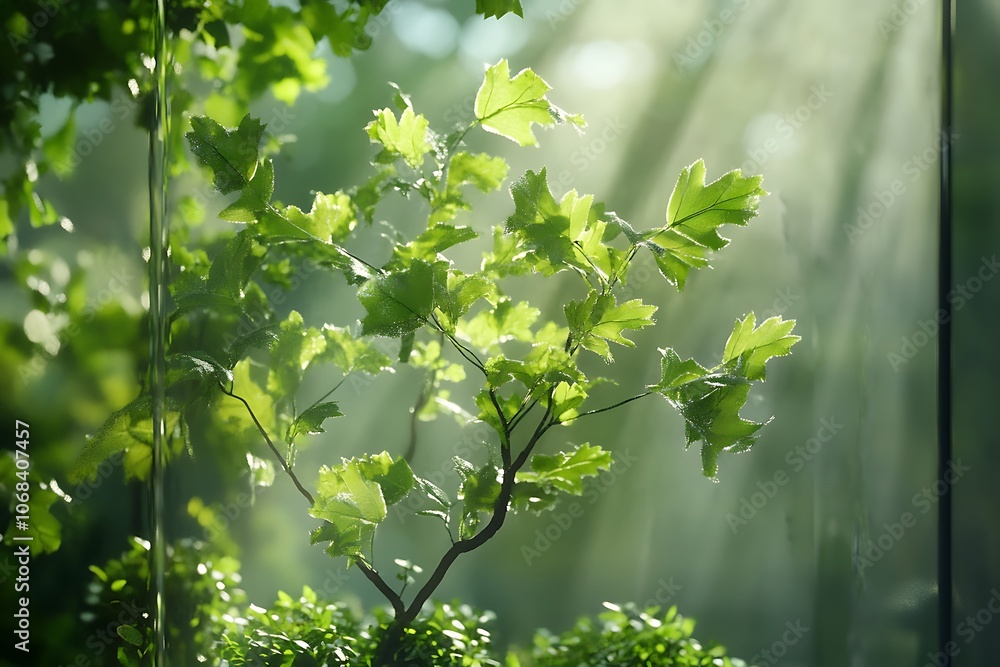 Acer campestre on a with a garden background Acer campestre on a with a garden background