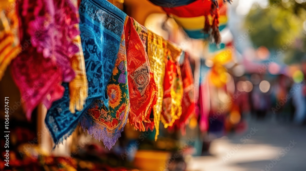 Fototapeta premium Colorful flags and cultural decorations representing countries from every continent.