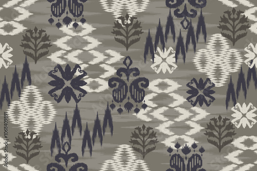 Motifs Ikat floral embroidery floral.ethnic oriental pattern traditional.geometric folklore ornament. Seamless striped pattern in Aztec style. Design for texture, fabric, clothing, wrapping