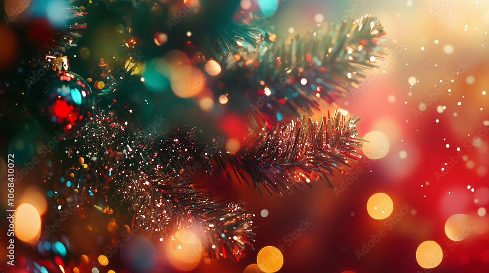 Festive close-up of a decorated Christmas tree with shimmering ornaments, sparkling lights, and colorful bokeh creating a magical holiday atmosphere. Festive close-up of a decorated Christmas tree with shimmering ornaments, sparkling lights, and colorful bokeh creating a magical holiday atmosphere.