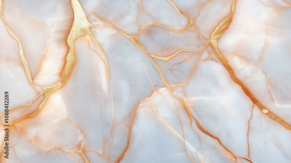 Close-up of white marble with golden veins. Close-up of white marble with golden veins.