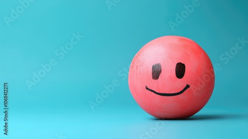 Wallpaper Mural Red ball with smiling face on blue background Torontodigital.ca