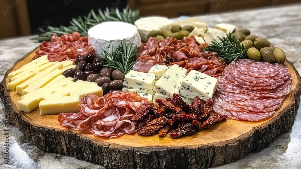 Elegant Antipasto Platter with Cheeses and Meats Elegant Antipasto Platter with Cheeses and Meats