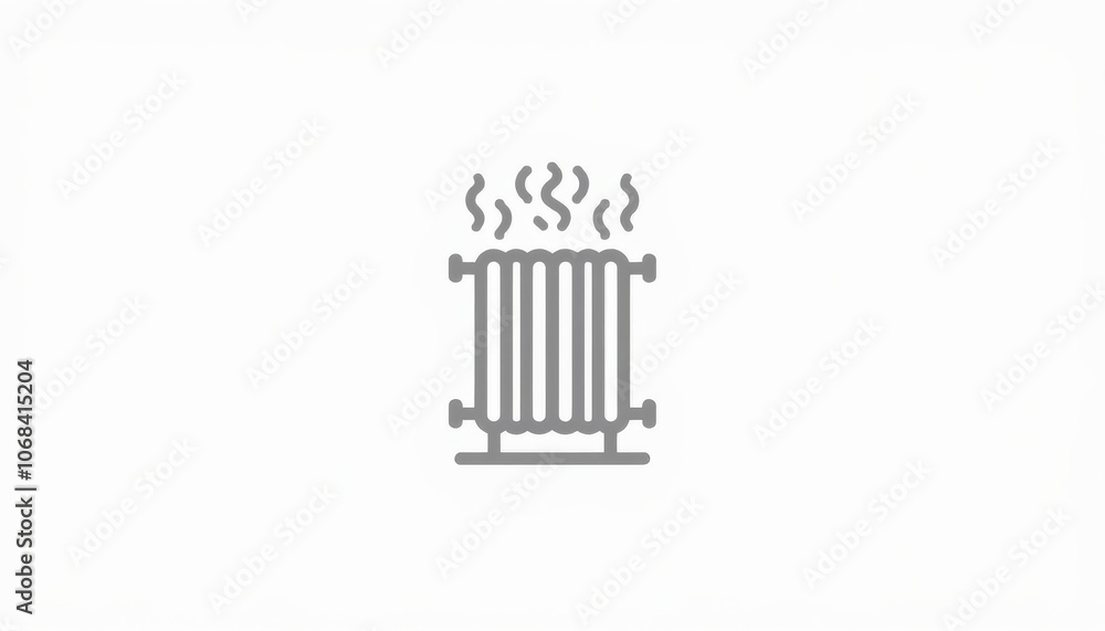 Home heater radiator icon with steam for heating illustration and home comfort solutions Home heater radiator icon with steam for heating illustration and home comfort solutions