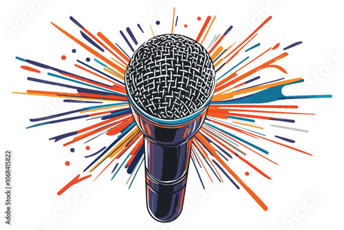 Vibrant Flat Vector Microphone Illustration for Music, Podcasts, and Events