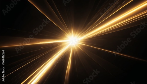 Wallpaper Mural Radiant gold bokeh flare light effect with dynamic rays on a black background Torontodigital.ca