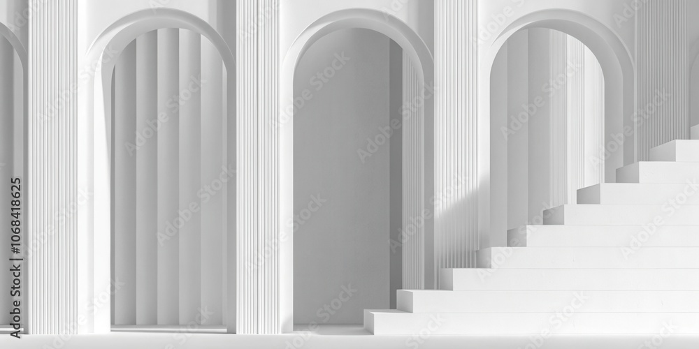 White Staircase and Arches in Classical Style White Staircase and Arches in Classical Style