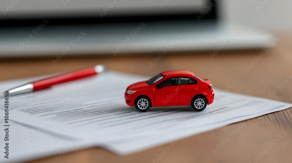 custom made wallpaper toronto digitalToy car model and various paperwork documents placed on a computer screen depicting a car insurance advertisement or concept The scene showcases a digital corporate
