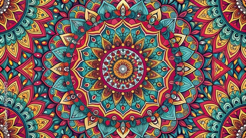 Seamless abstract mandala pattern in various colors, mandala, abstract, seamless, pattern, colorful, vibrant