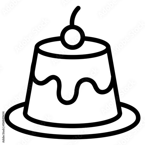 Caramel pudding Line Icon