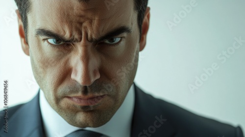 Intense Businessman with Serious Expression