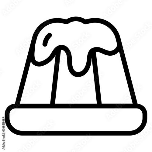 Caramel pudding Line Icon