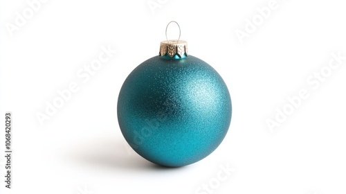 blue vibrant christmas tree ball isolated on white