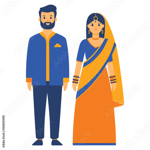 Traditional Indian Wedding Couple - Bride and Groom in Cultural Attire