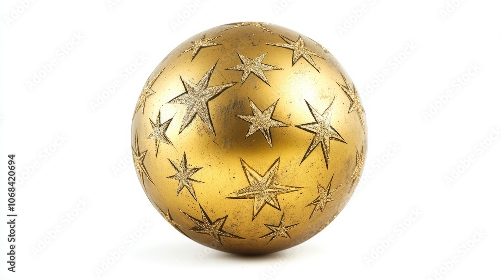 golden shiny christmas tree ornaments isolated on white golden shiny christmas tree ornaments isolated on white