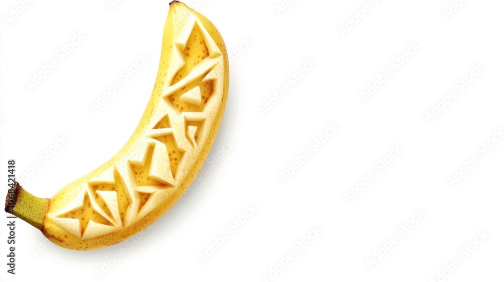 Fototapeta premium A creatively carved banana featuring geometric patterns on its surface.