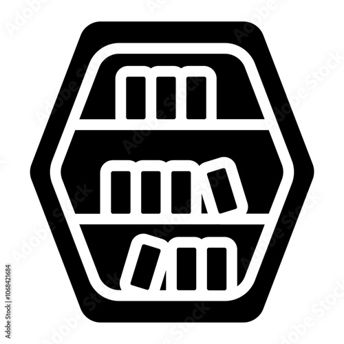 Modern bookshelf Solid Icon