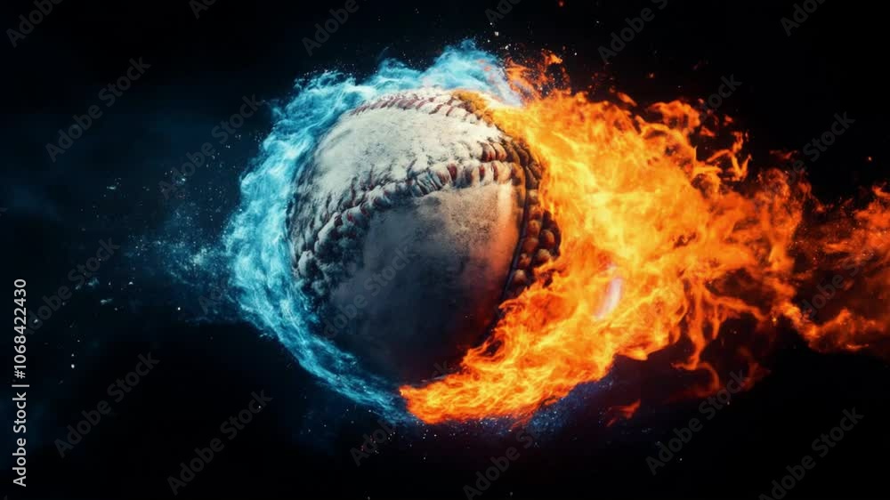 custom made wallpaper toronto digitalA baseball is surrounded by fire and water. The fire is orange and the water is blue