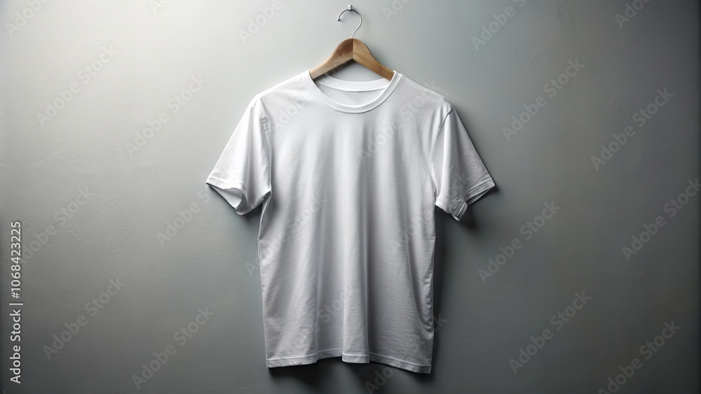 Embrace minimalism with a white T-shirt set on a gray background, ideal for capturing modern aesthetics in photography that celebrates simplicity and elegance. Embrace minimalism with a white T-shirt set on a gray background, ideal for capturing modern aesthetics in photography that celebrates simplicity and elegance.