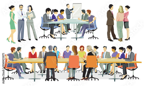 Arbeitsgruppen von  Personen beim Meeting..eps