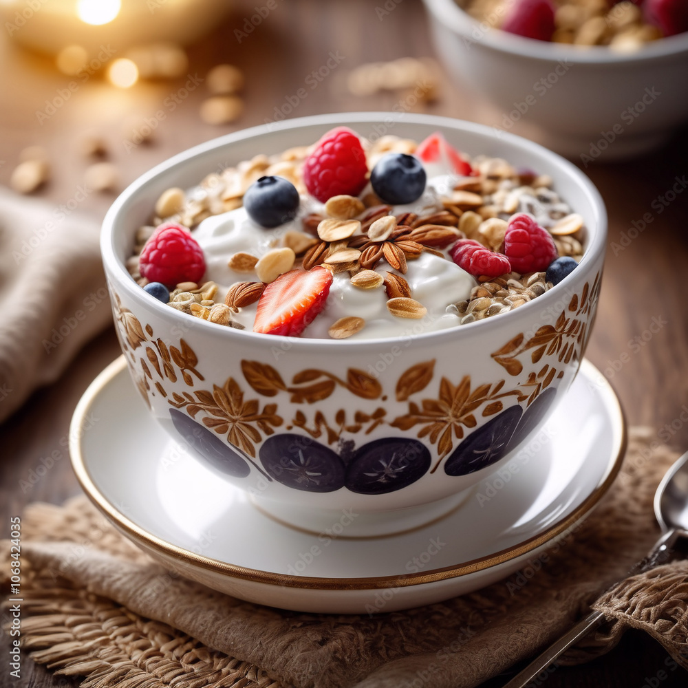 Frühstück - mit Müsli und Joghurt Frühstück - mit Müsli und Joghurt