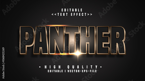 editable 3d black panther text effect.typhography logo