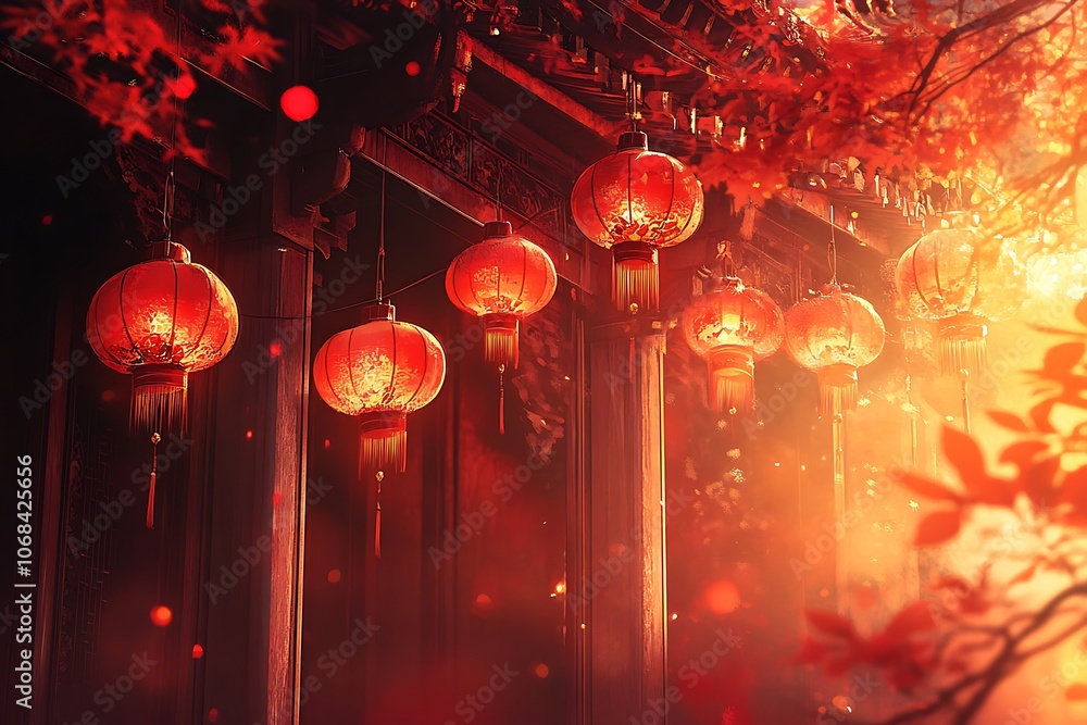 Traditional Chinese New Year Red Lantern on colorful background. Traditional Chinese New Year Red Lantern on colorful background.