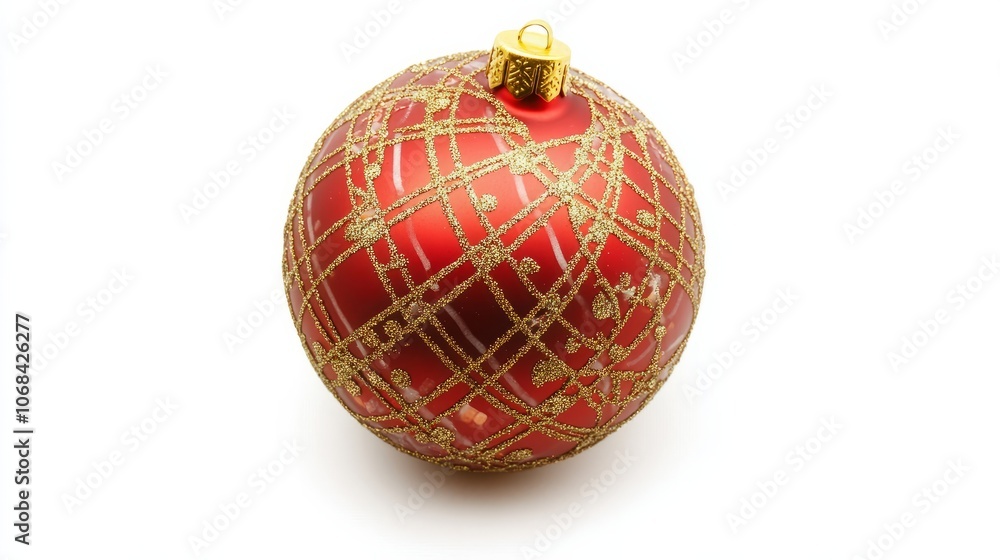 red christmas tree ball with pattern isolated on white red christmas tree ball with pattern isolated on white