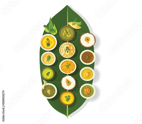 South Indian Thali on Banana Leaf Featuring Authentic Karnataka and Andhra Foods