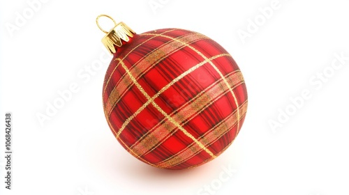 red christmas tree ball with pattern isolated on white