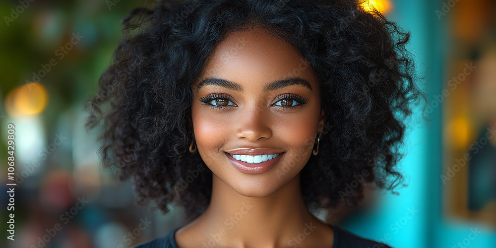 Portrait of smiling black cute young woman Portrait of smiling black cute young woman