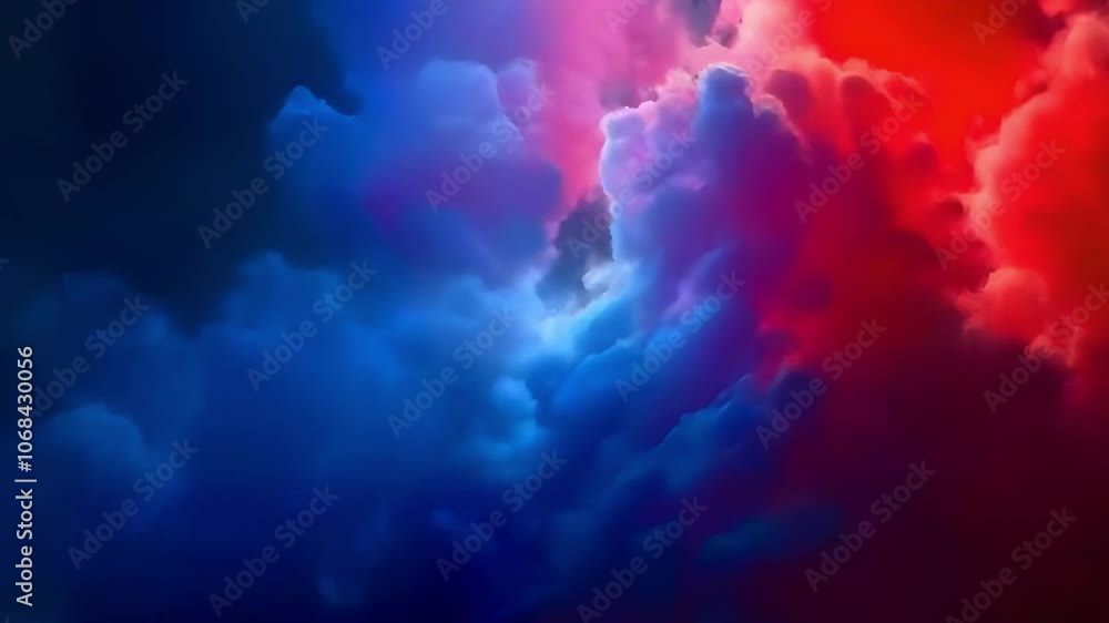 A Dreamlike Journey Through Hypnotic Blue and Red Fractal Clouds in an Ethereal Ambient Landscape A Dreamlike Journey Through Hypnotic Blue and Red Fractal Clouds in an Ethereal Ambient Landscape
