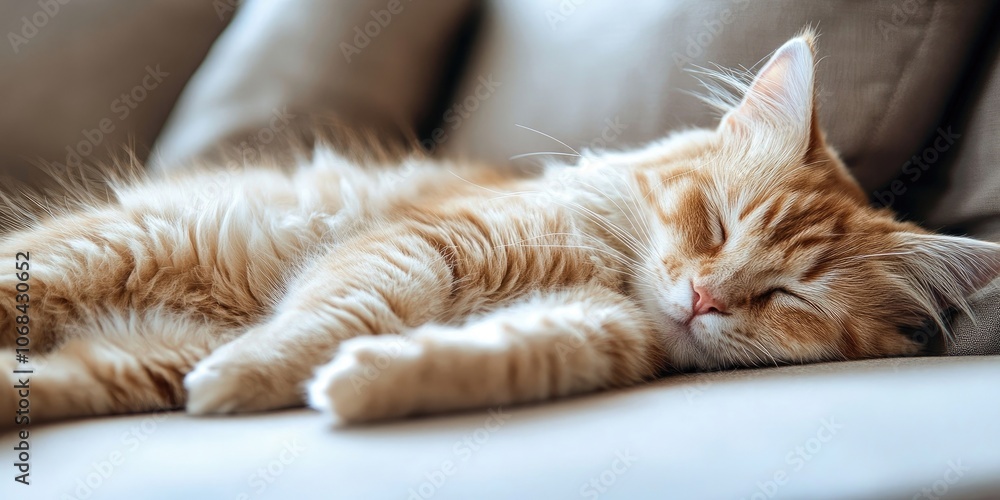A soft, fluffy cat is comfortably sleeping on the sofa inside the house, enjoying a peaceful nap in a cozy indoor setting. A soft, fluffy cat is comfortably sleeping on the sofa inside the house, enjoying a peaceful nap in a cozy indoor setting.