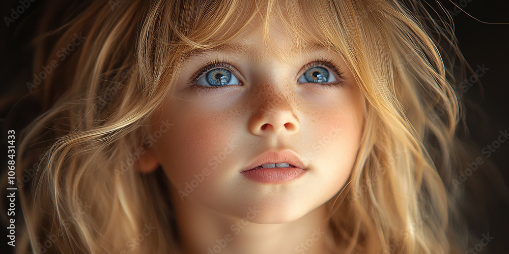 Naklejka premium Portrait of a little pretty girl looking away